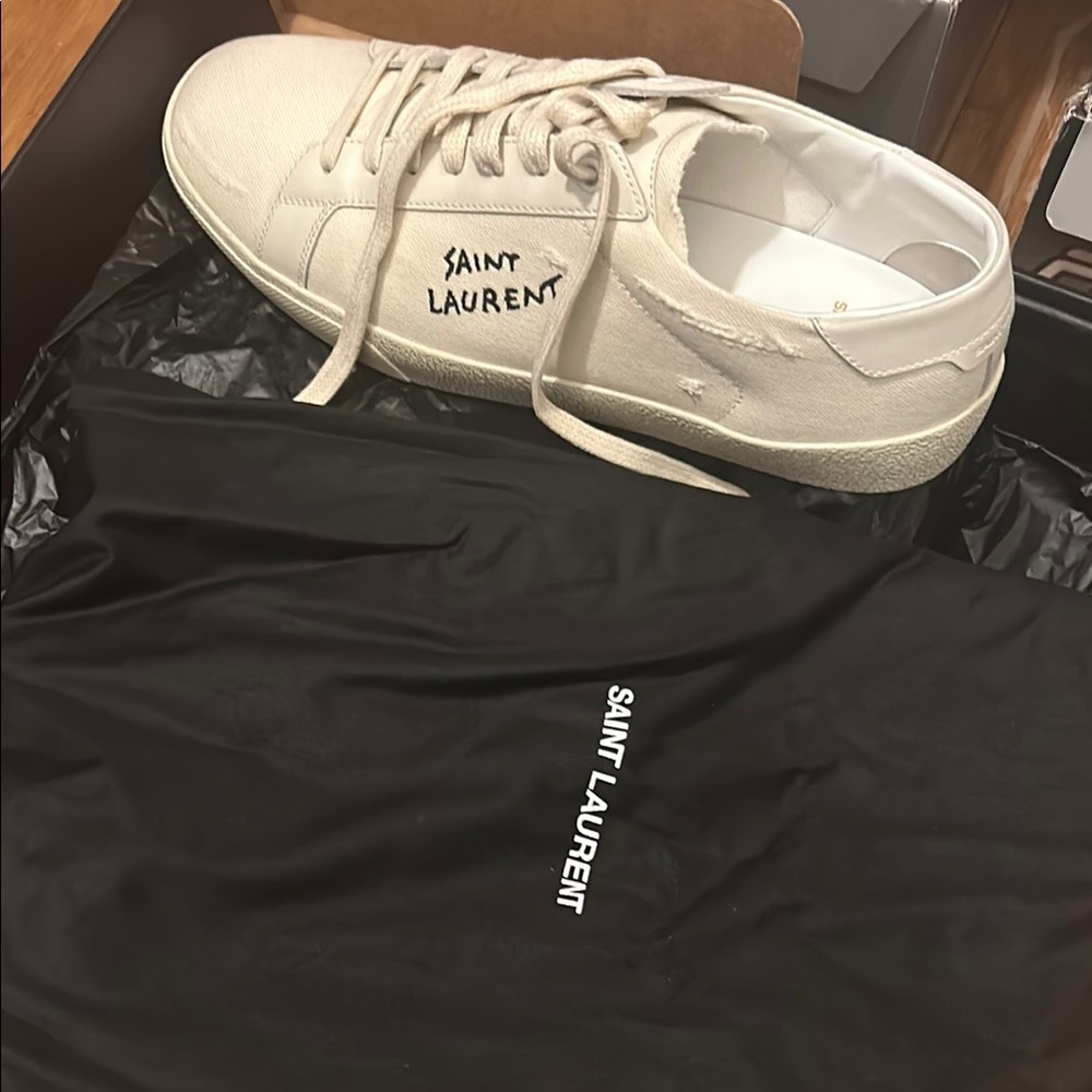 Saint Laurent Cream Sneakers elba white